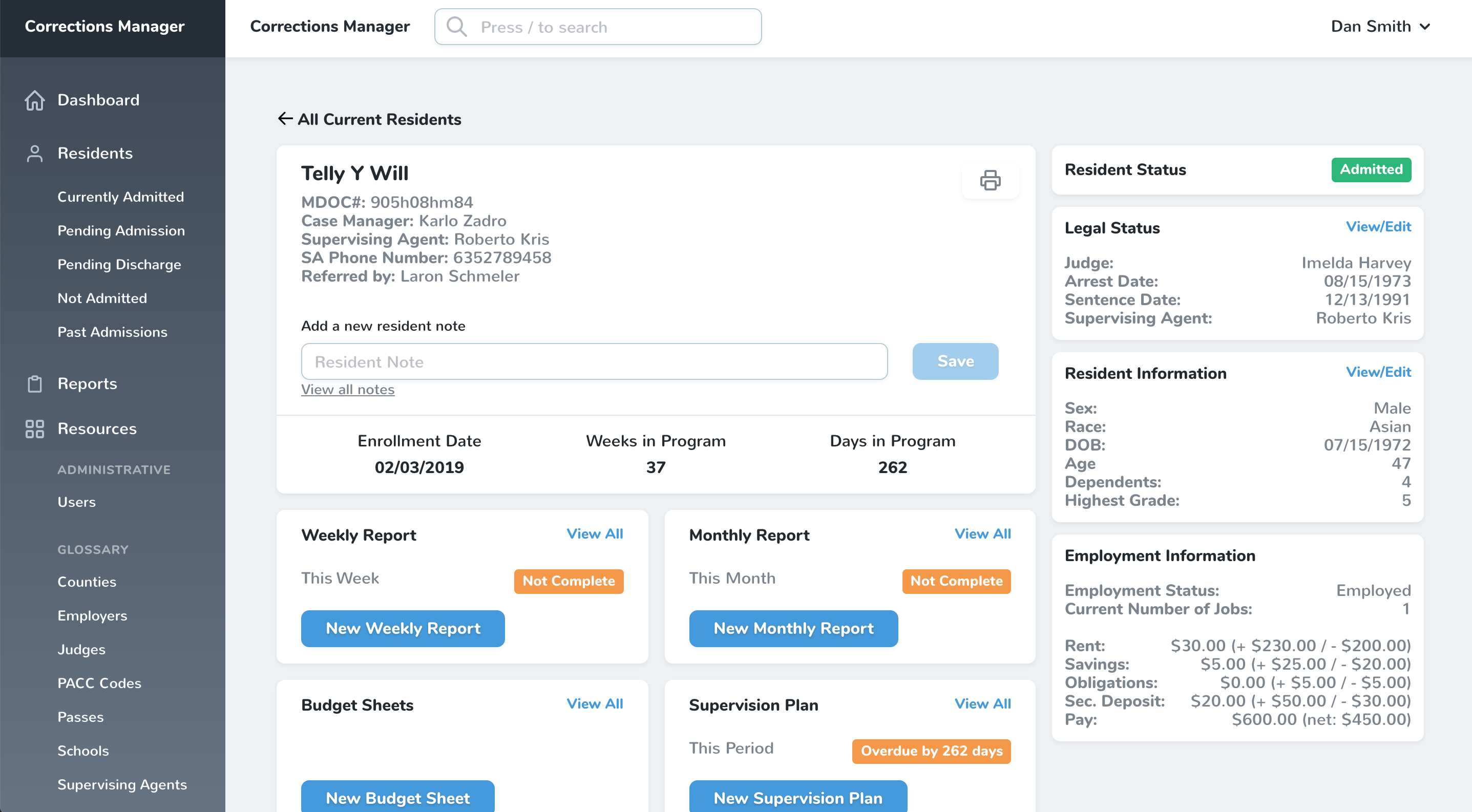 resident dashboard